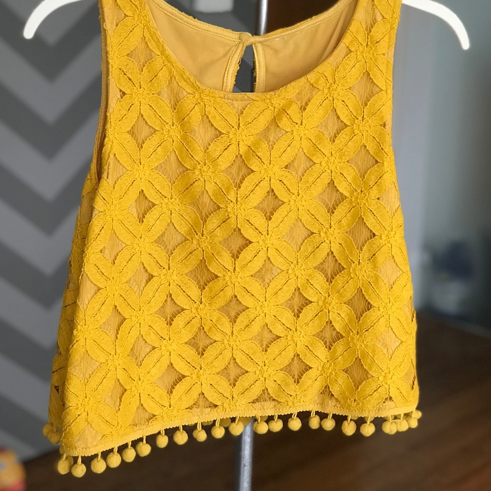 Mustard Embroidered Crop Top